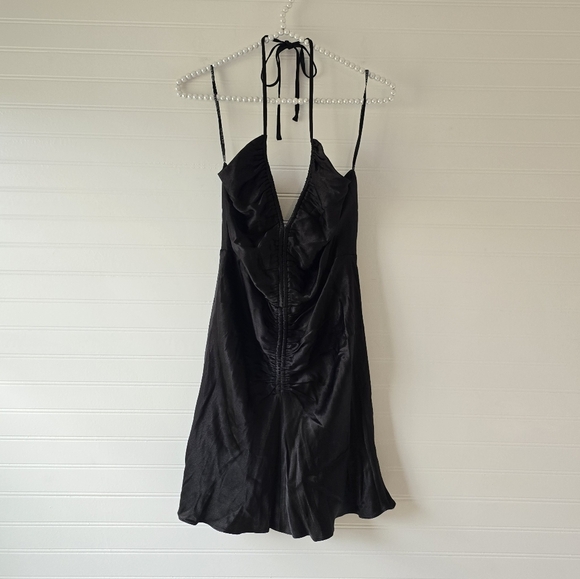 NWT Shona Joy Revolve Giselle Ruched Halter Mini Dress Black 4 - Picture 4 of 11